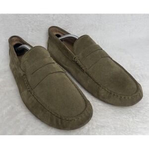 Tods Shoes Mens 10.5 Green Suede Gommino Driving Moccasins Made In Italy